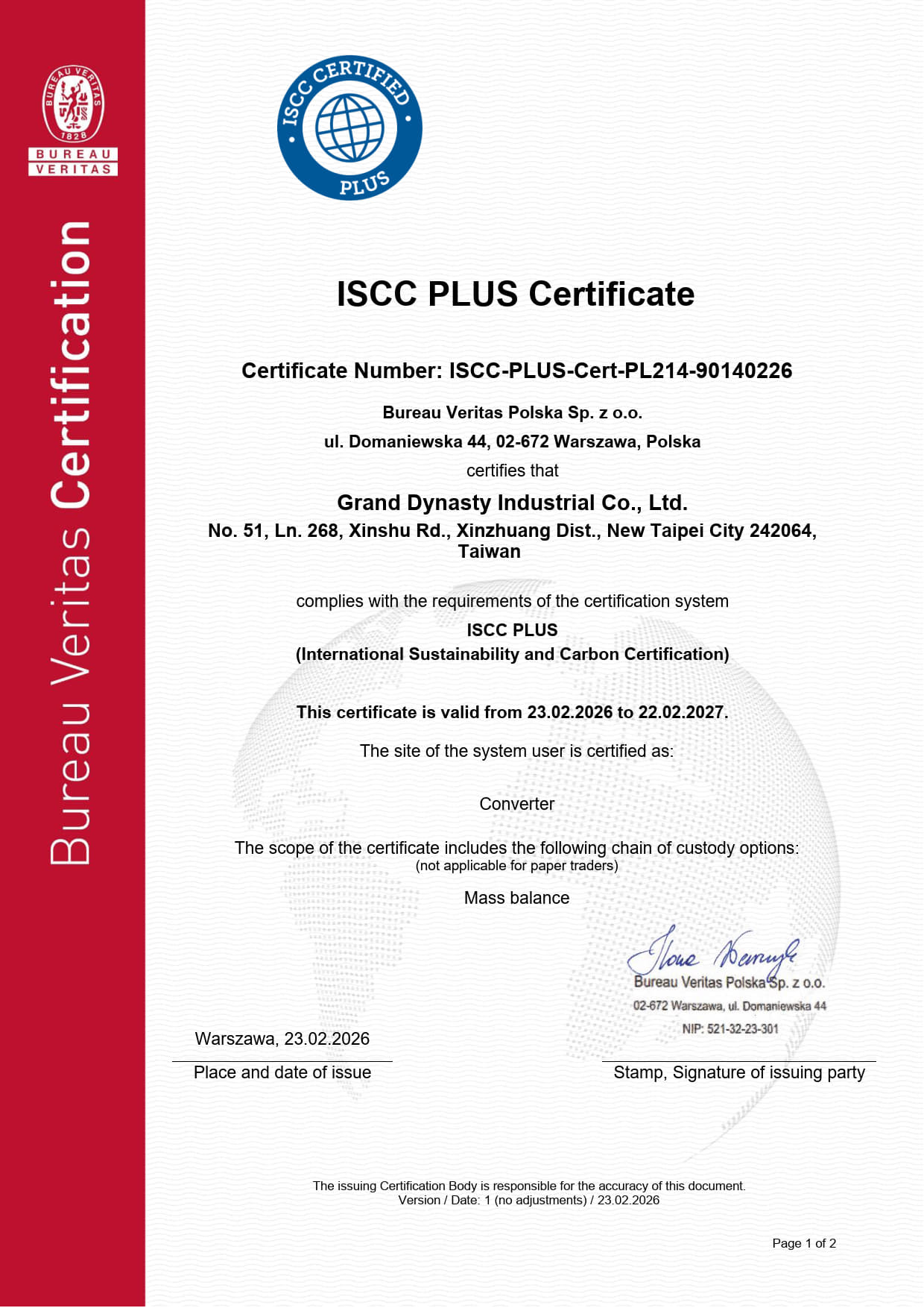 ISCC PLUS 國際永續性與碳驗證